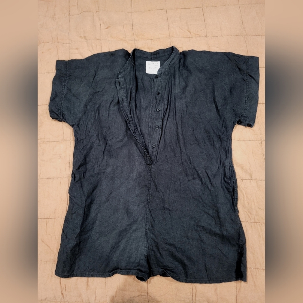 Black linen romper by Avy & Co. One size (women's 16)